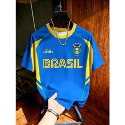 Brasil Rio De Janeiro Football T Shirt Yellow Green Classic Brasil Print Lightweight Comfortable Casual Streetwear Gift for Fans