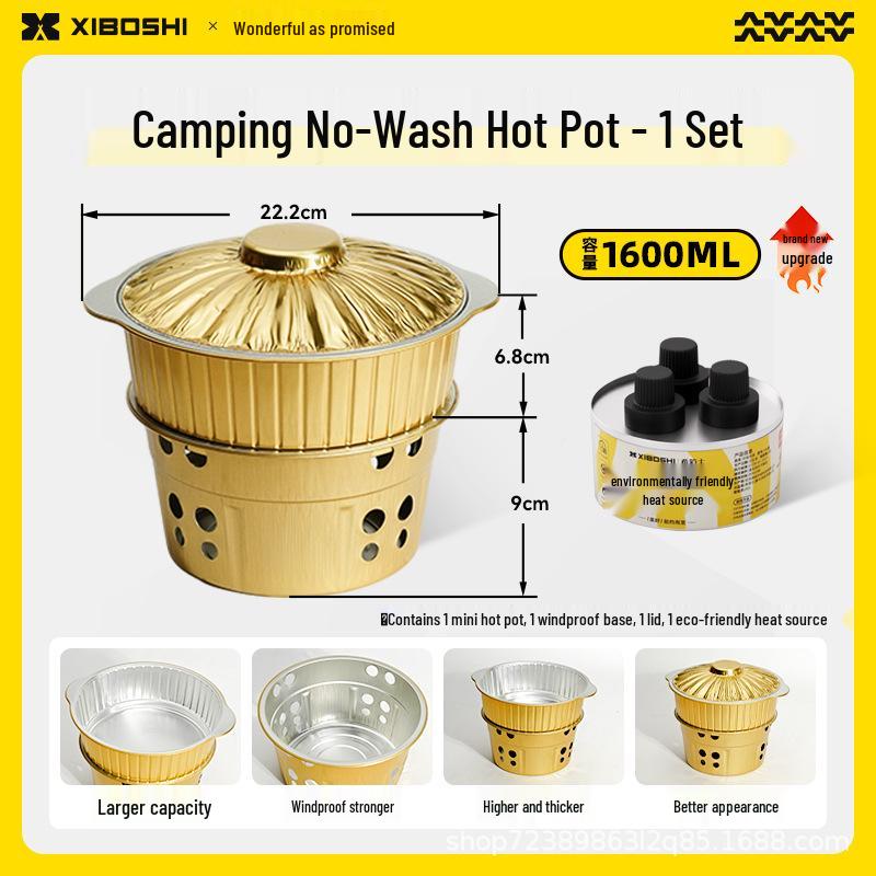 Portable Outdoor Alcohol Stove & Foil Pot Hot Pot Camping Cookware Set
