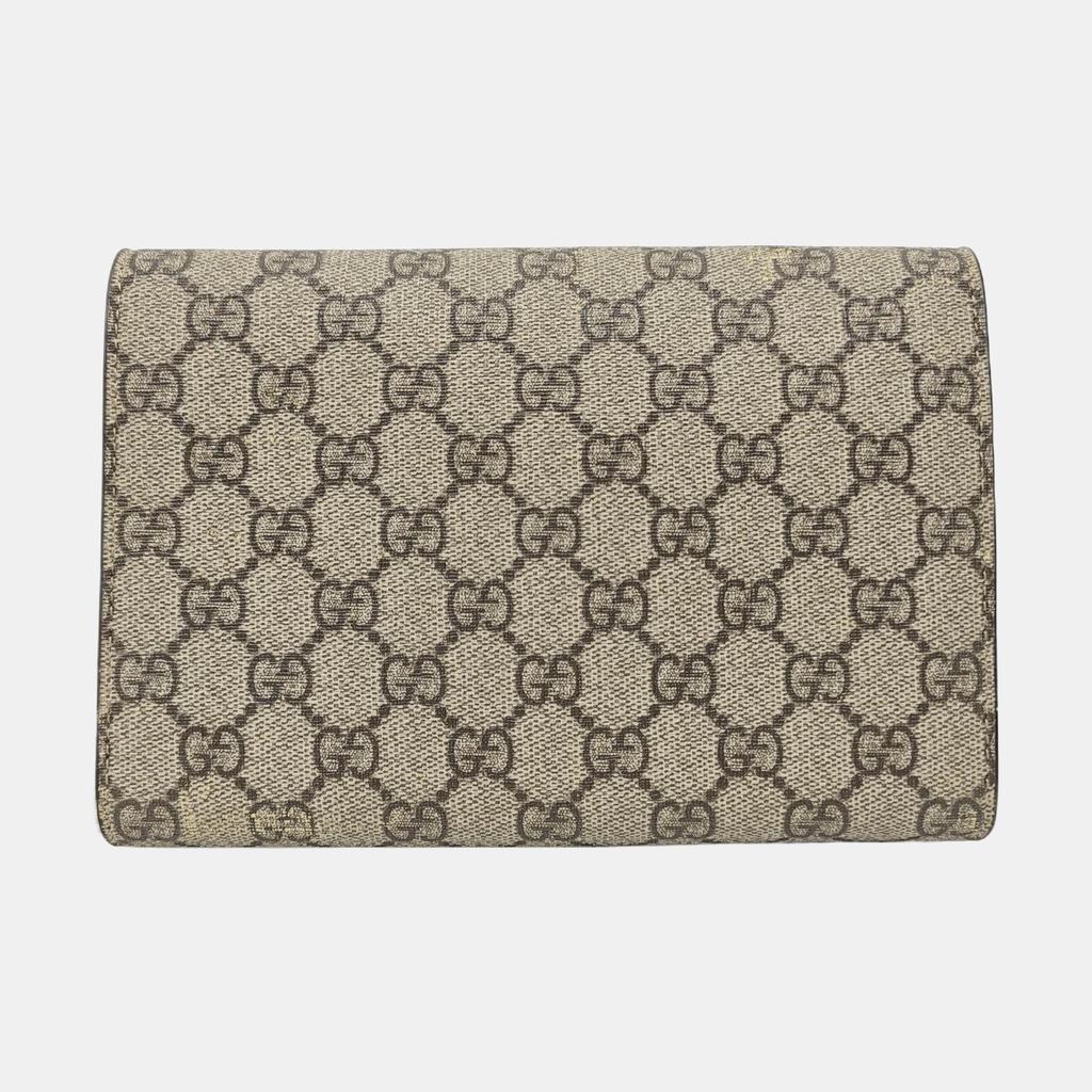[Pre-Owned] Dionysus Tiger Head Buckle Logo Beige Lining GG High-Quality Synthetic Canvas WOC Wallet Crossbody Shoulder Bag - Very Good #1ISNWY8
