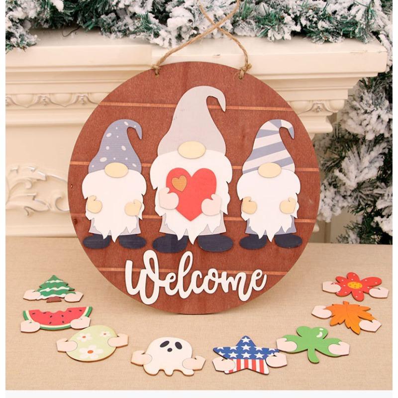 

Рождественский Деревянный Объемный Сделай Сам Сменный Дверной Подвесной Венок Приветственный Подвес Подвес на Хэллоуин