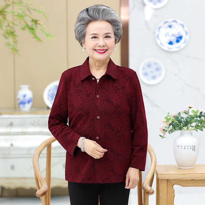 Grandma's Long-Sleeve Spring & Autumn Top for Elderly Women