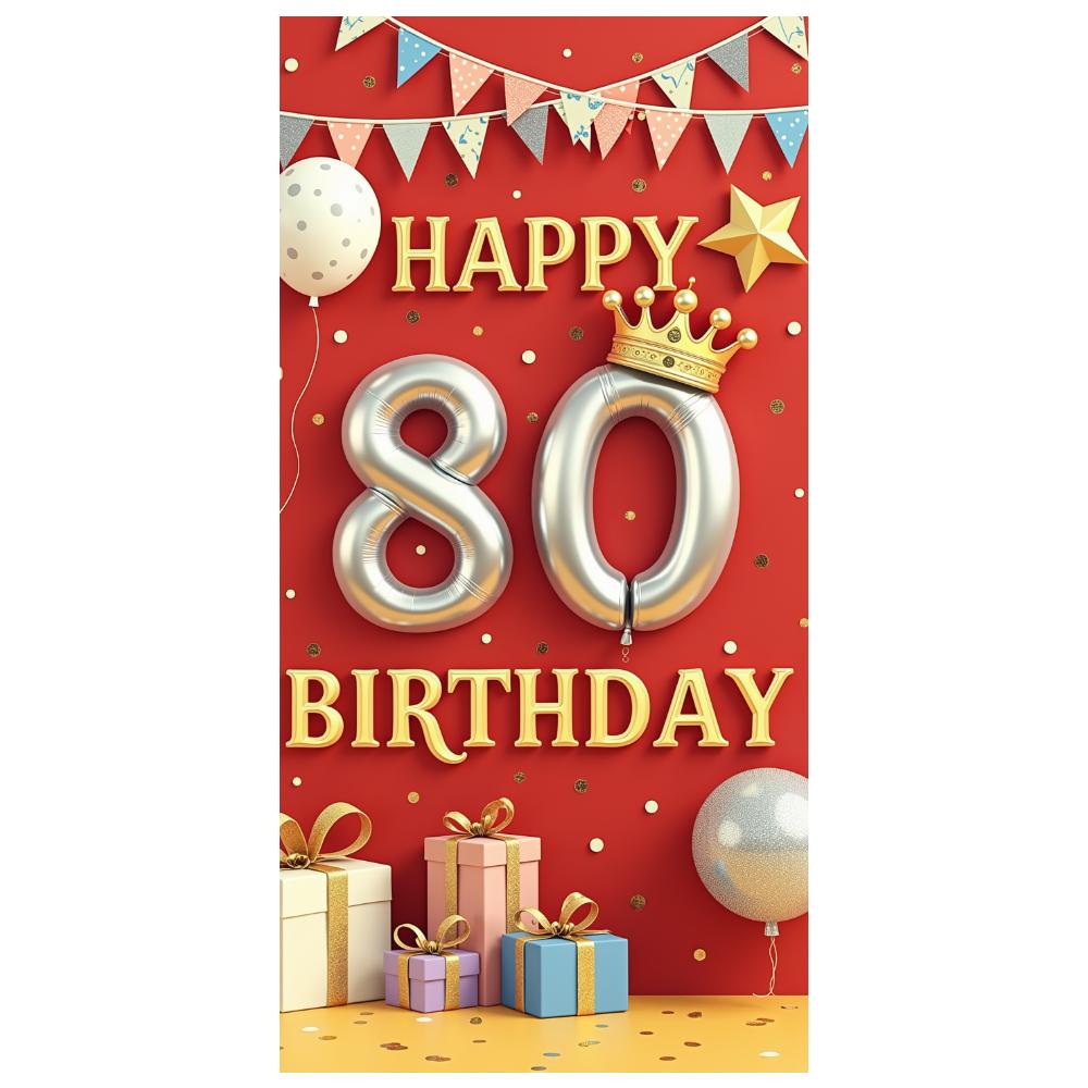 Golden Crown 80th Birthday Birthday Banner Happy Birthday for Family Gathering Party Decoration Anniversary Celebration