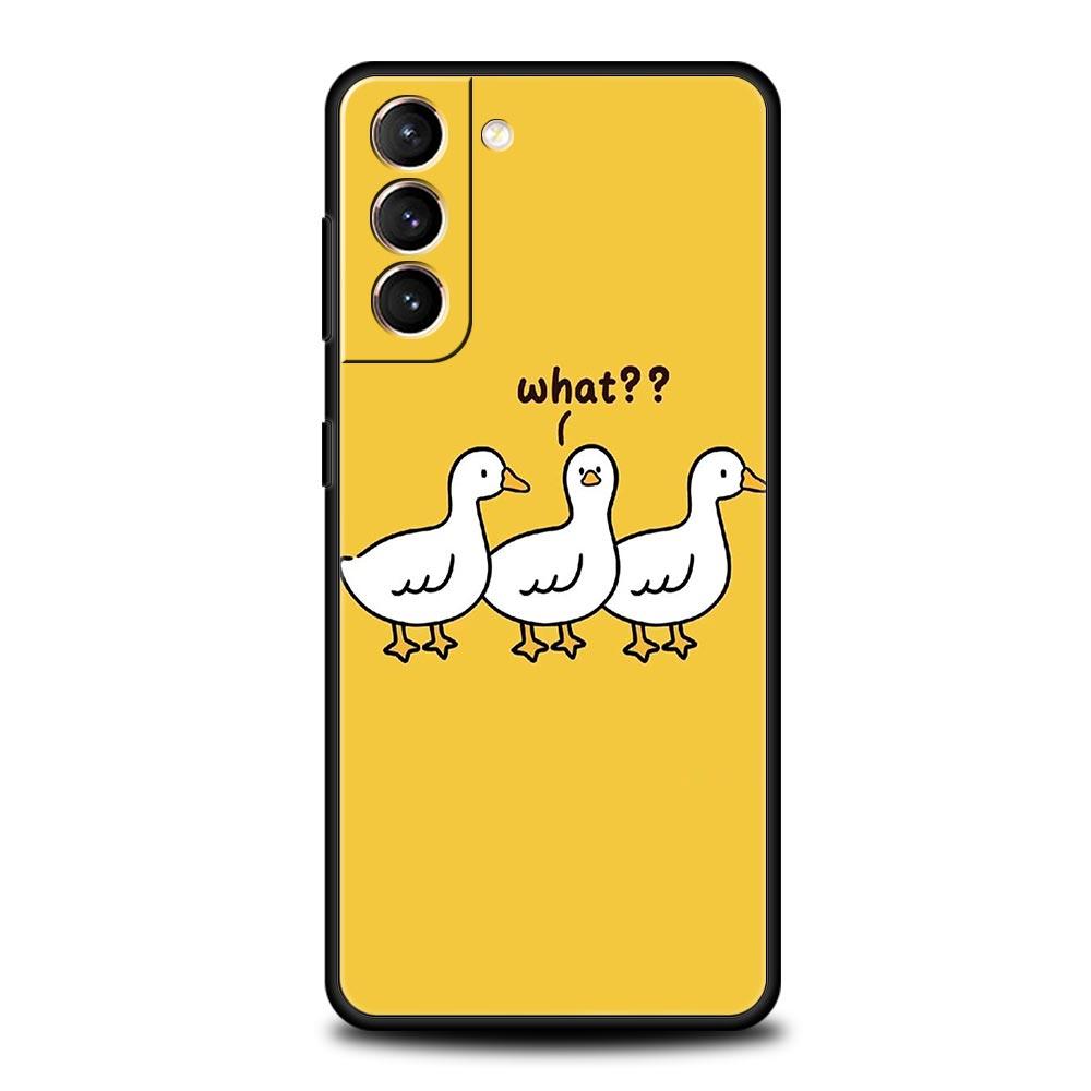 Cute Cartoon Duck Phone Case For Samsung Galaxy S24 S23 S22 S20 Ultra S21 FE 5G S10 S9 Plus S10E S8 Soft Silicone Cover