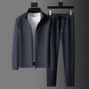 Completo casual sportivo da uomo per primavera/autunno: Giacca con colletto alla coreana, chiusura a zip, traspirante + Pantaloni—Semplice completo due pezzi per giovani uomini