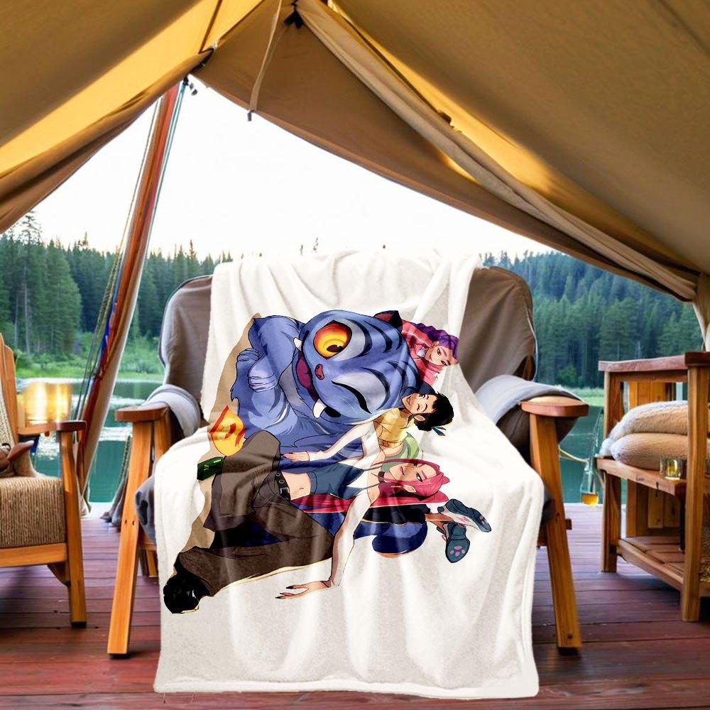 

Fantasy Adventure: Cute Monster with Friends T-Shirt Blanket Lightweight Flannel Throw Blanket for Sofa, Bed, Travel, Camping, Livingroom, 130x150cm