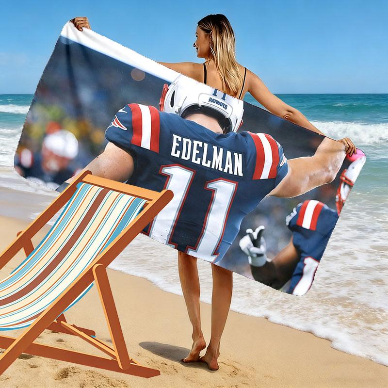 Julian Edelman Print Beach Towel, Large Soft Quick Dry Towel for Beach Camping Swimming
