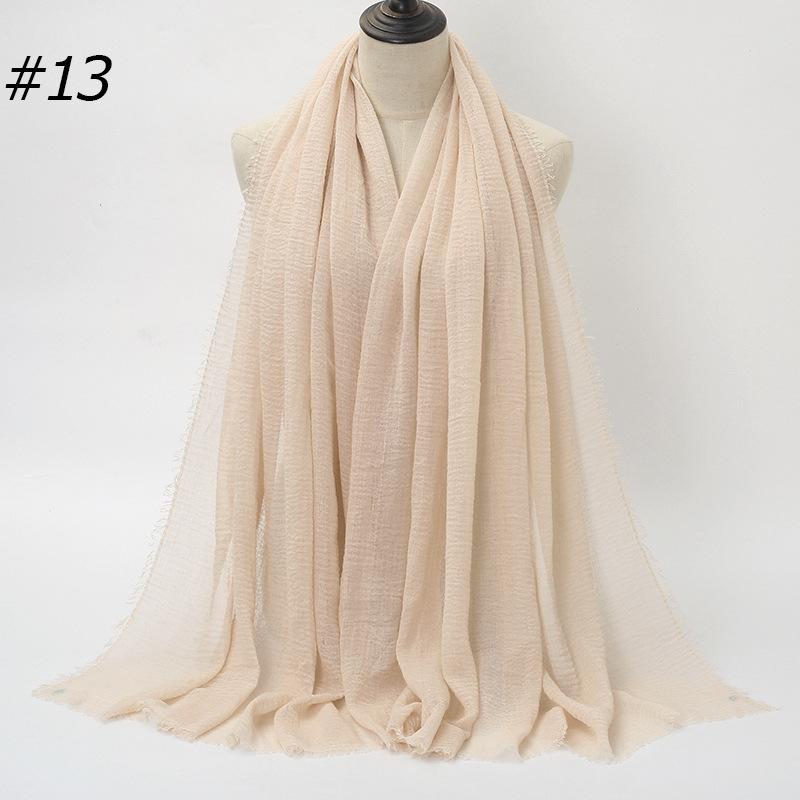 New Pleated Monochrome Cotton Solid Color Scarf, Naturally Pleated Human Cotton Hair Beard Edge Large Size Women's Headscarf B