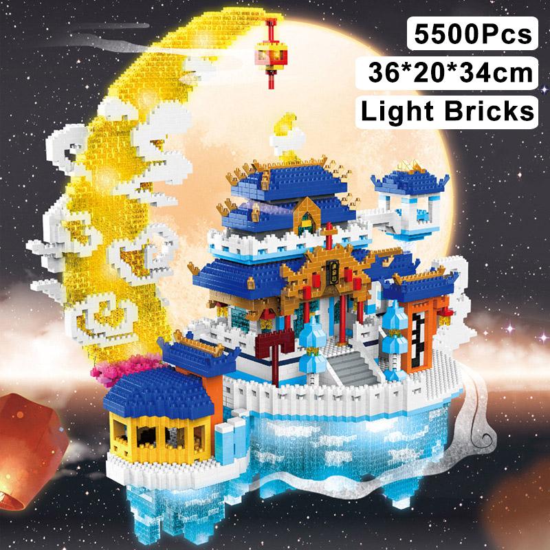 High-Standard Diamond Premium-Quality Chinese Building-Set Design Premium-Quality Moon Palace First-Class House Construction-Kit Superior-Grade