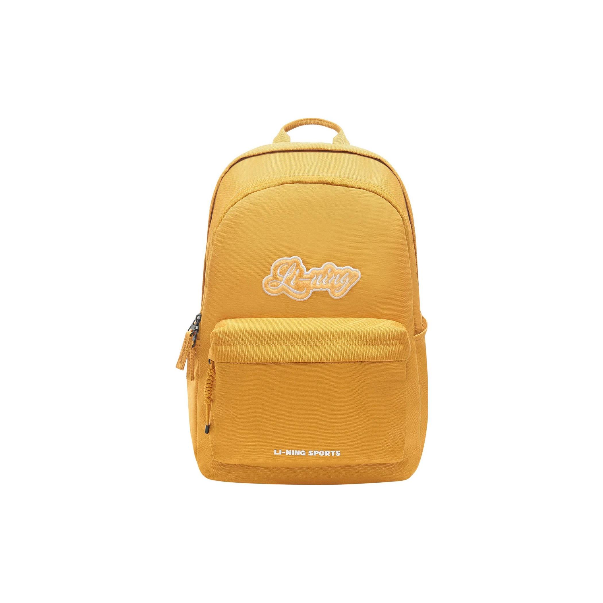 Li Ning Sports Lifestyle Solid Color Sports Casual Zipper Backpack Unisex Backpack Mellow-Yellow ABSS173-2 Wheat Golden