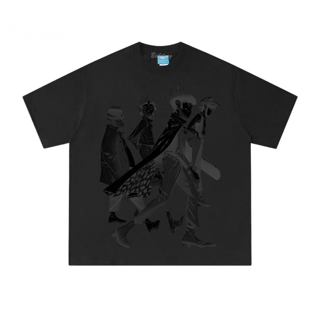 Árnyékok Póló Gorillaz Ugyanaz, mint a hivatalos weboldal 100% pamut Divat Kényelmes Camisetas Felsők Harajuku Nyári Kerek nyakú póló