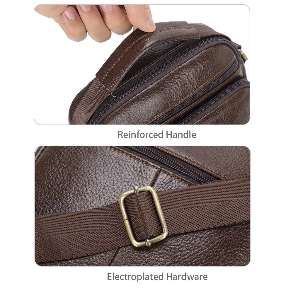 Top Grain Leather Men Messenger Bag Casual Daily Crossbody Shoulder Bag
