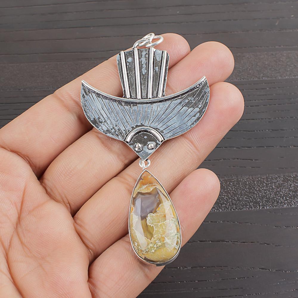 Natural Fruit Jasper Gemstone 925 Sterling Silver Jewelry Designer Pendant 3.1  AJP-2095