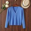 2025 Women's V-neck Loose Knit Cardigan - Short, Long Sleeve Sweater for Spring & Autumn