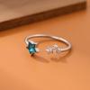 New Exquisite Beautiful Fresh Blue Star 925 Sterling Silver Jewelry Personality Sweet Simple Crystal Opening Rings  R129