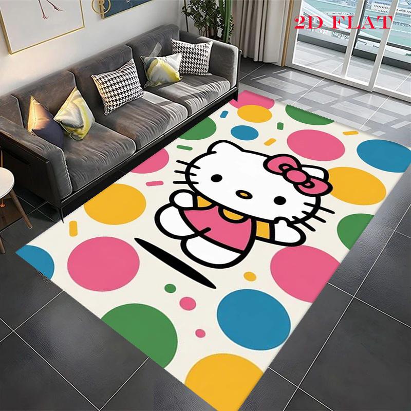Hello Kitty Neon Stripes carpet Camping Trip Suitable For All Seasons Nap carpet Outdoor Plush carpet Bedroom