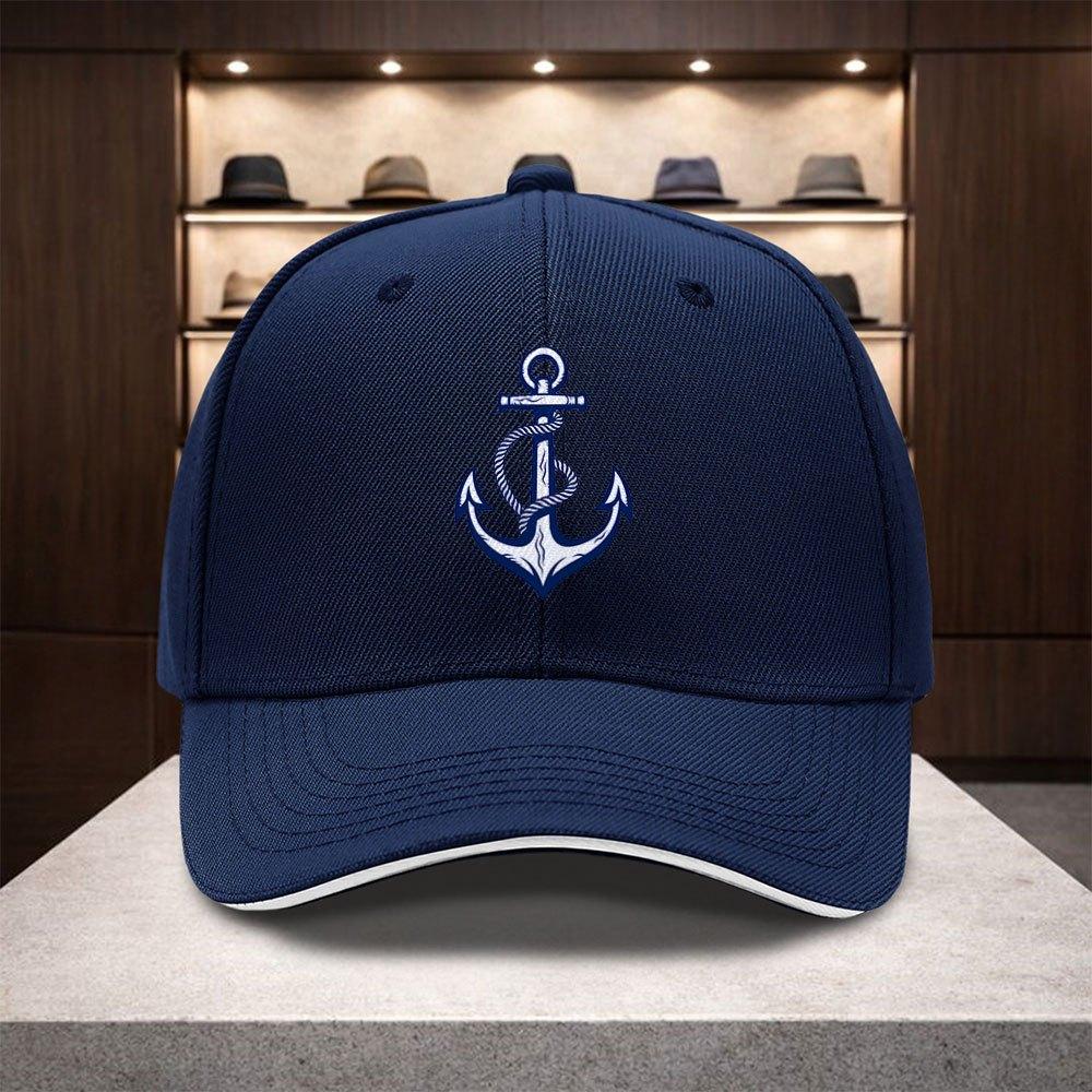 Adjustable Snapback Baseball Cap With Anchor Rope Nautical Design Lightweight Dad Hat Suitable For Men Women Unisex For A