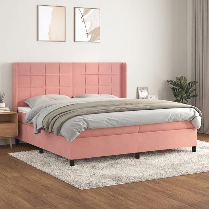 Maison Exclusive - Sommier à lattes de lit avec matelas Rose 200x200 cm Velours