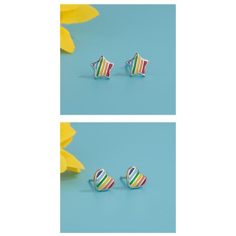 Korean Style Fashion Dripping Oil Geometric Shape Earrings Jewelry For Women