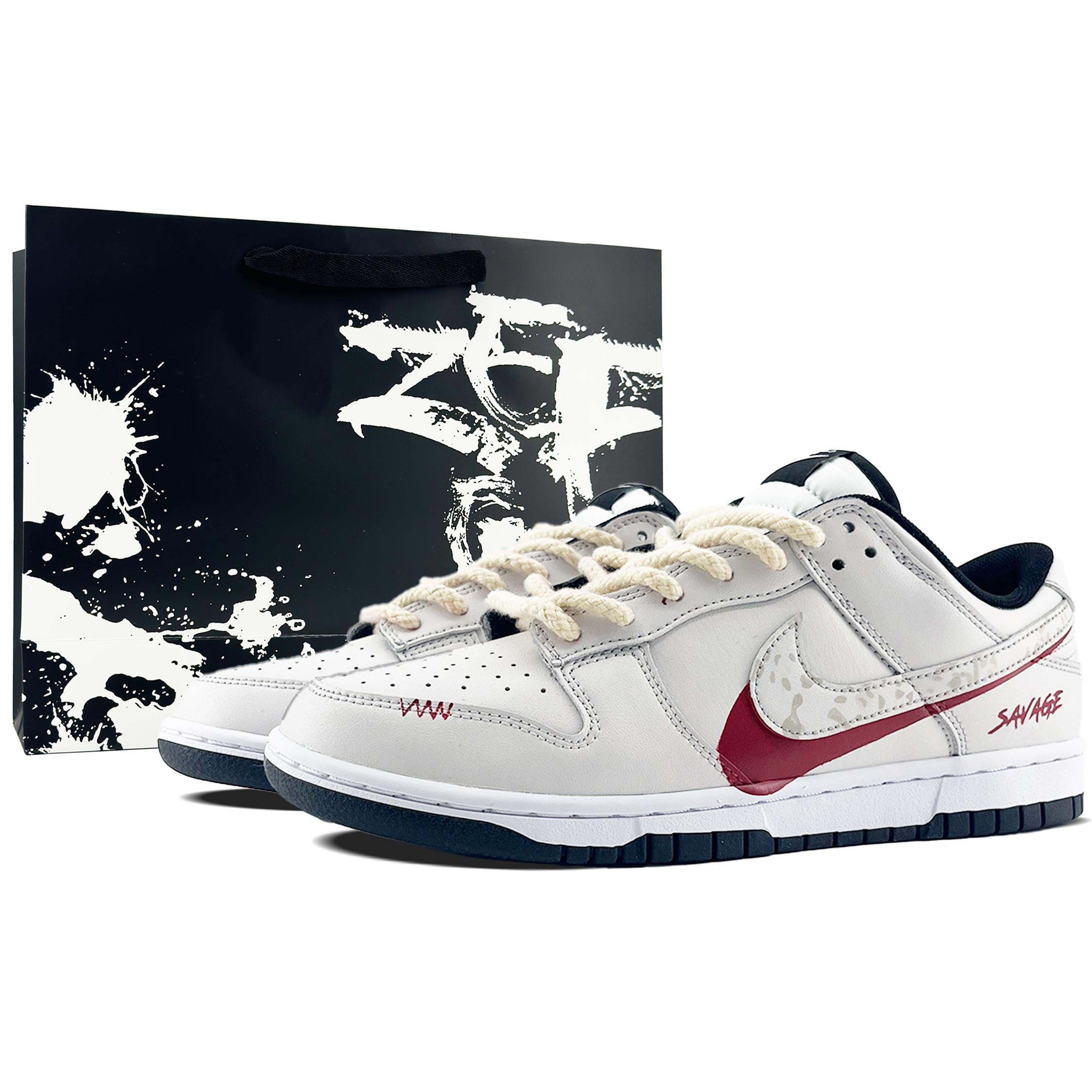 

Nike Dunk Abrasion Resistant Low top Skateboard Shoes Unisex Gray White Red DD1391-100(Team349-S-BOX) 40