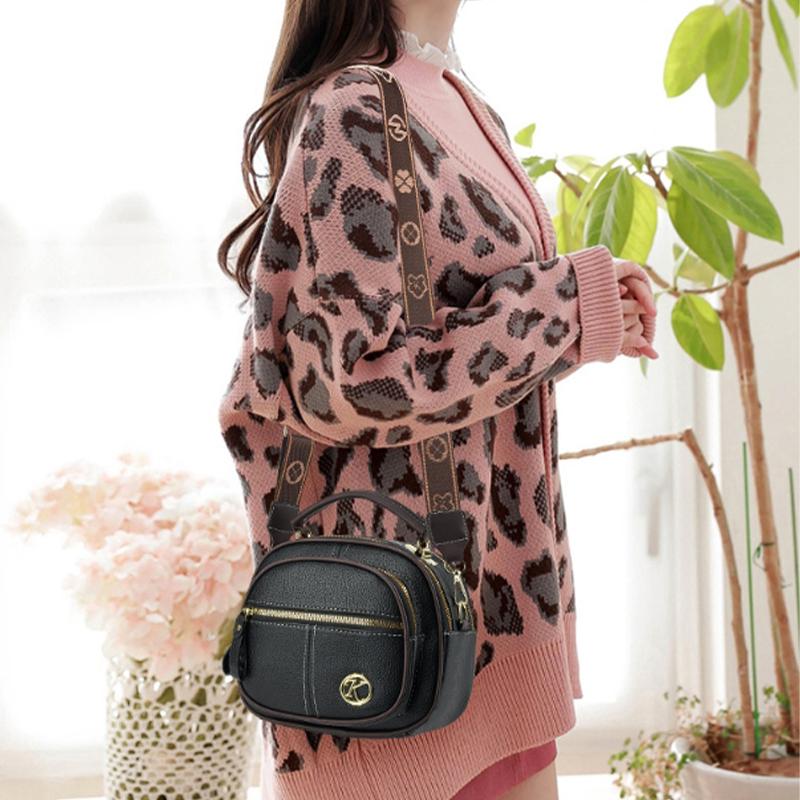 Women's Fashion Hundred Small Handbag Multi Pocket Casual Shoulder Crossbody Bag Layered Design Adjustable Shoulder Strap