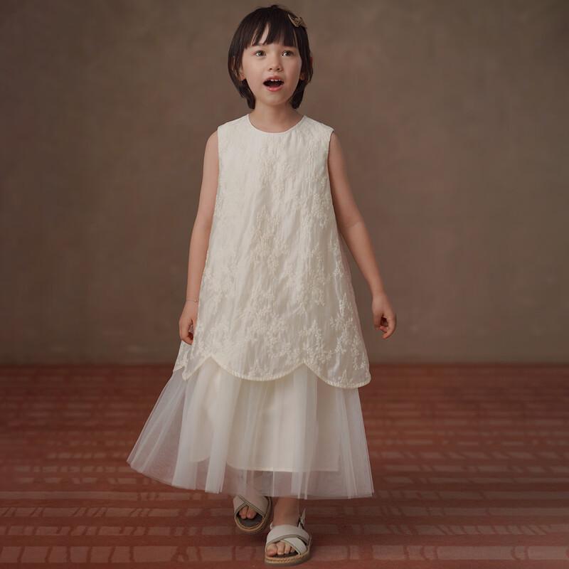 Hacikis Girls  Summer Embroidered Lyocell Sleeveless Dress 120