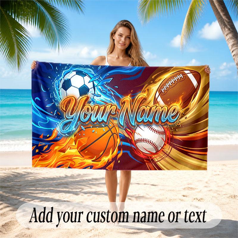 Other Similar Designs Theme Beach Towel Personalized Custom Name & Text Soft Quick Dry Beach Towel for Swimming Travel