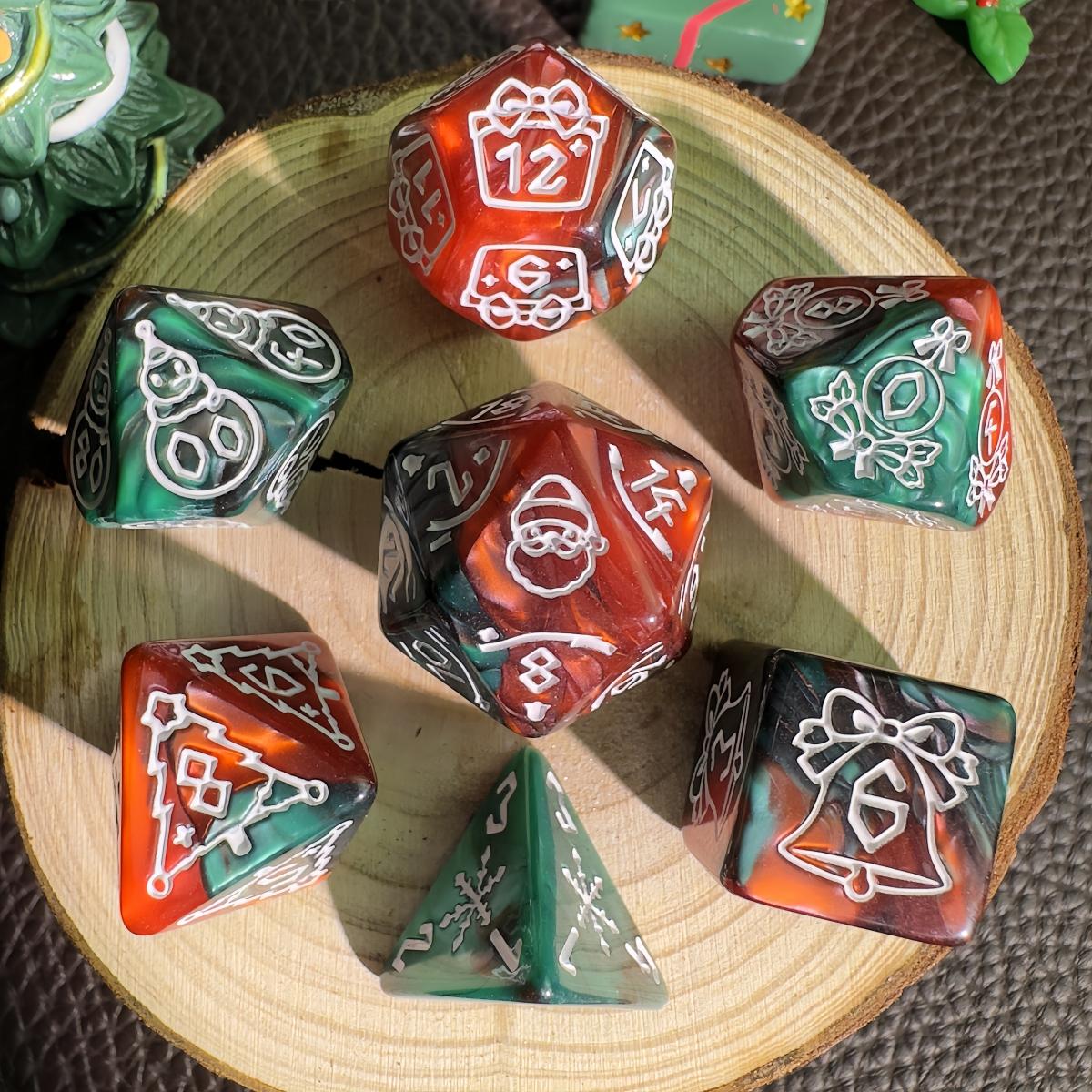 

Набор из 7 кубиков DND на рождественскую тематику, многогранные кубики для DND RPG, аксессуары для настольной игры