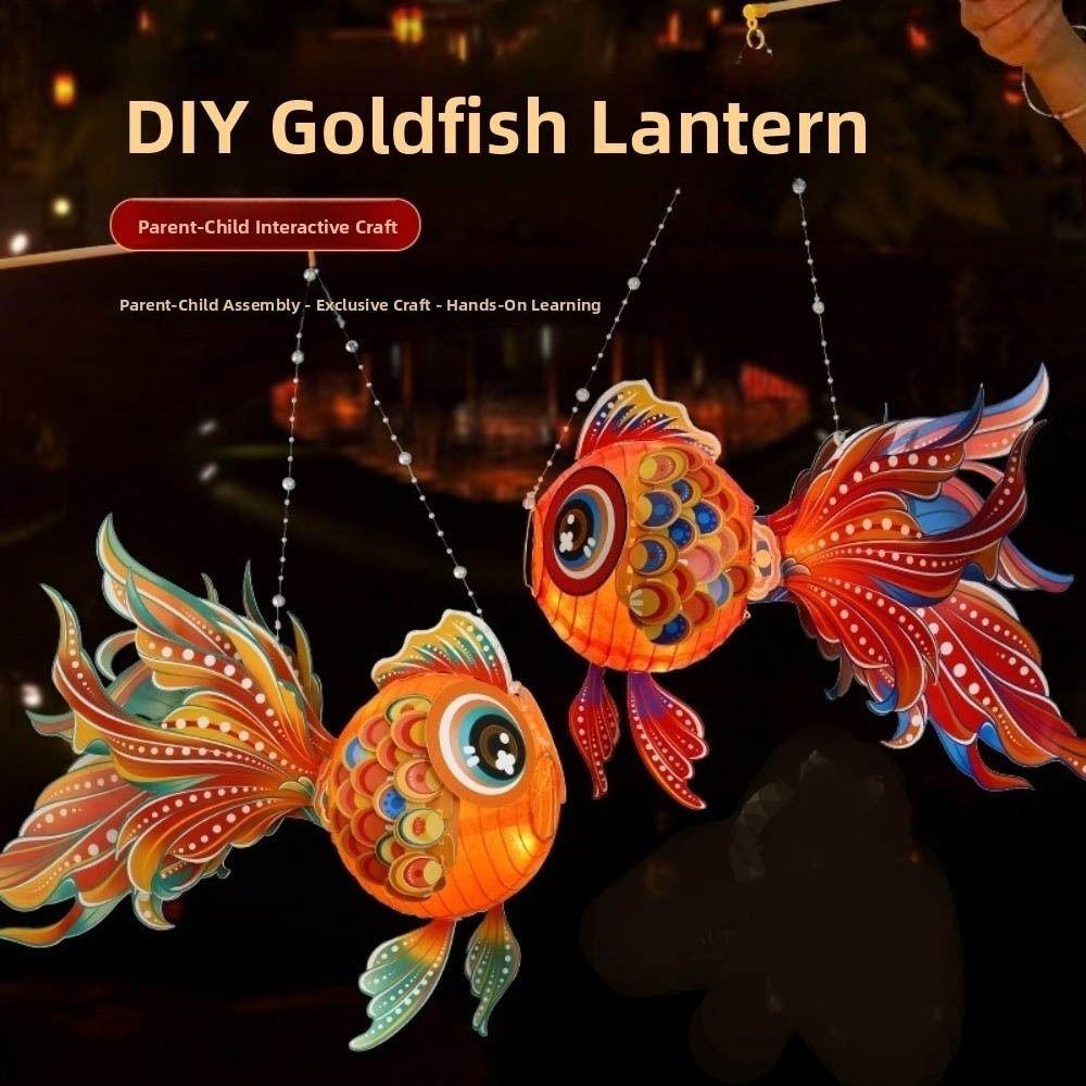 Hand Made Goldfish Lantern DIY Glowing Handheld Lantern Middle Autumn Festival Lantern  for Kids