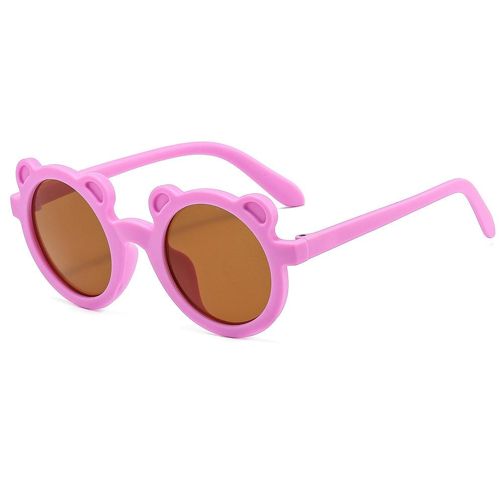 Children'S Sunglasses, Cute Baby Retro Round Frame Bear Sunglasses, Cartoon Glasses Baby