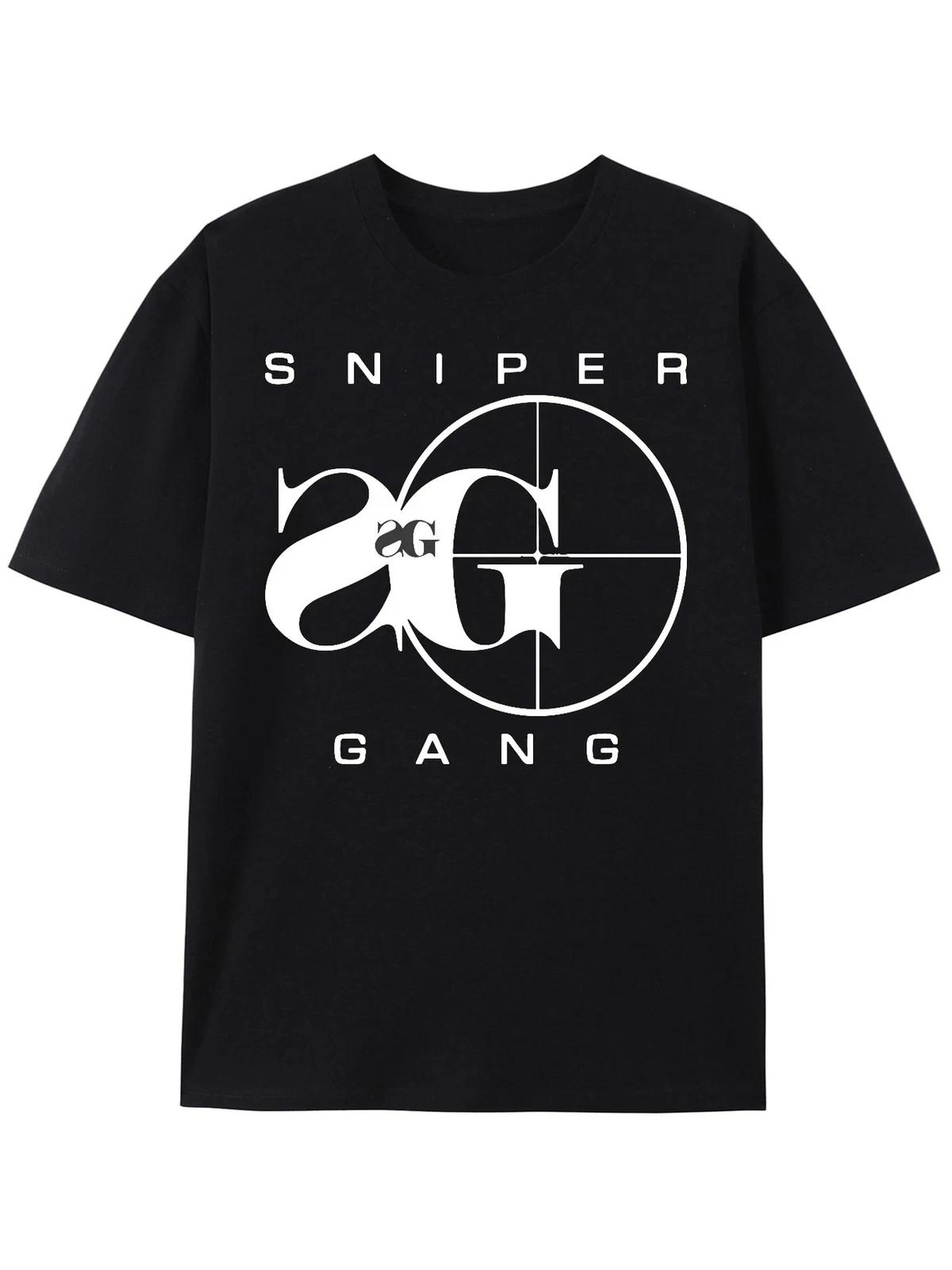 Уникальная хлопковая мужская футболка с логотипом Sniper Gang - Модный повседневный must-have! S
