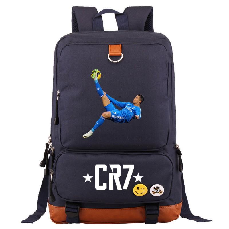 Cristiano Ronaldo Printed Youth School Backpack Teenagers Durable Oxford Fabric Breathable Padded Straps Unisex Travel Bag
