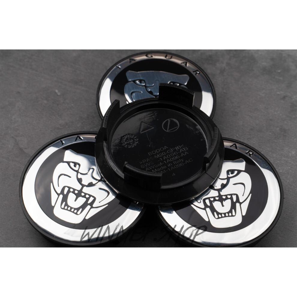 (Black ) Set of 4 Jaguar Alloy Wheel Centre Caps 59mm