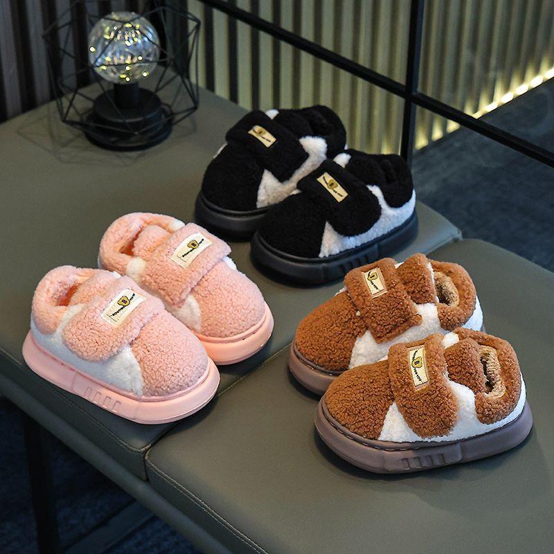 Barnetøfler i bomull Tegneserie Søt Hjem Varm Sklisikker babypels Tøfler Mote Hjem Myke tøfler