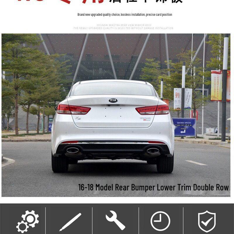 Compatible with Kia 2016-2018 K5 Rear Bumper Trim. Fits Double or Single Exhaust.