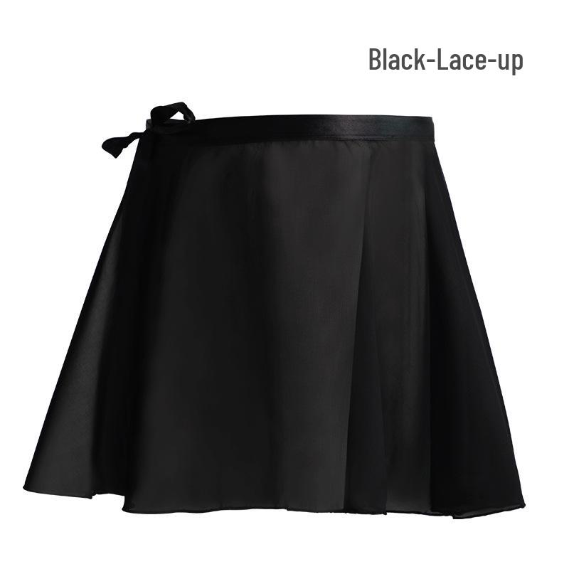 

Детская балетная юбка из шифона - полудлинная, цельная, с фартуком на шнуровке Size S чёрный