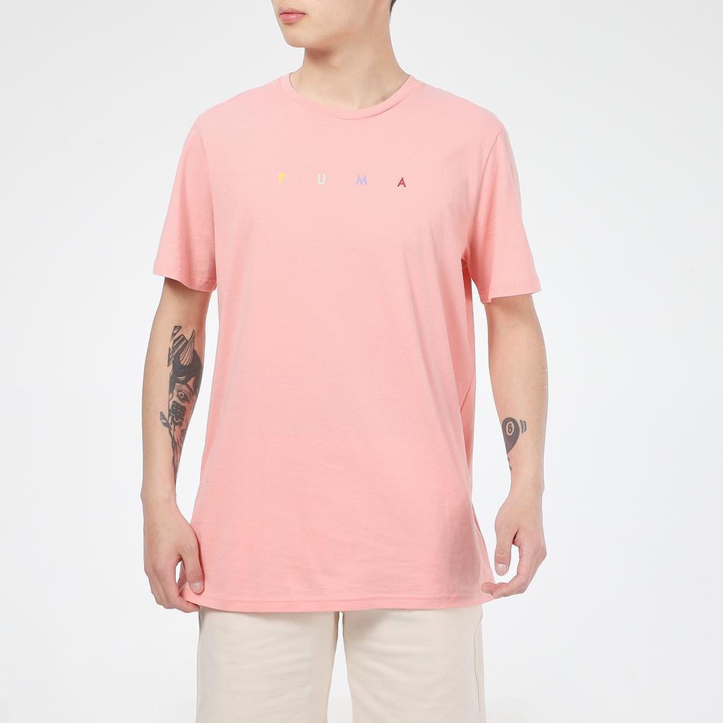 Puma Fierce Cat Tee Letter Print Short Sleeve T-Shirt Unisex Tops Peach-Pink 578840-19