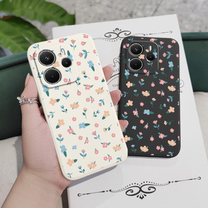 Drunk Fallen Flowers Phone Case For Xiaomi Redmi Note 14 13 12 12S 11 11S 10 10S 9 9S 15 14C Pro Plus 4G 5G Liquid Silicone Cove