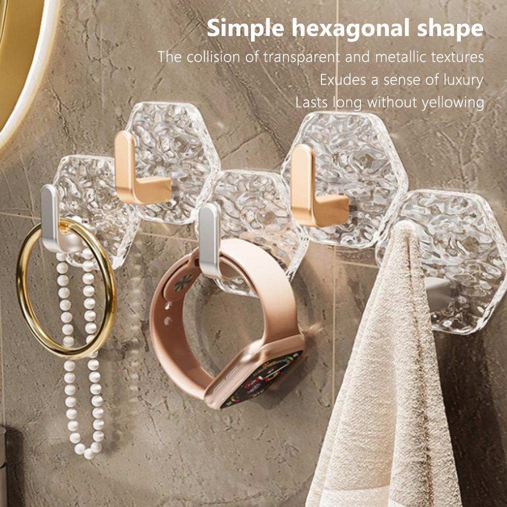 5pcs/set Hexagonal Punch-free Hooks No Trace Home Interior Hooks Self-Adhesive Hooks  Dormitory
