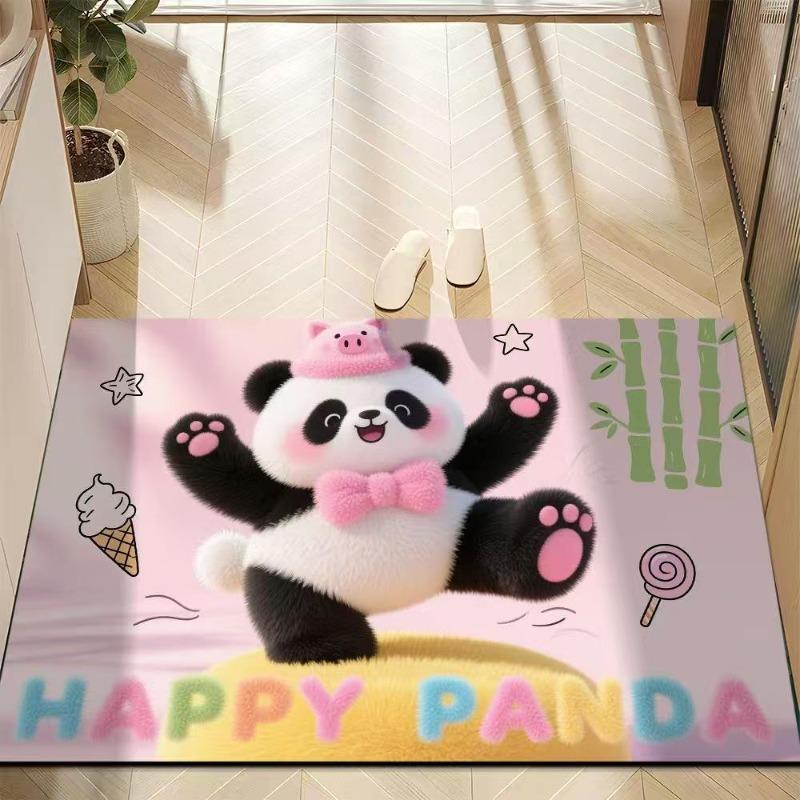 Cute Panda Diatomite Bath Mat - Super Absorbent Fast Dry Door Mat Anti-Slip Waterproof Floor Mat for Bathroom Kitchen Laundry Room