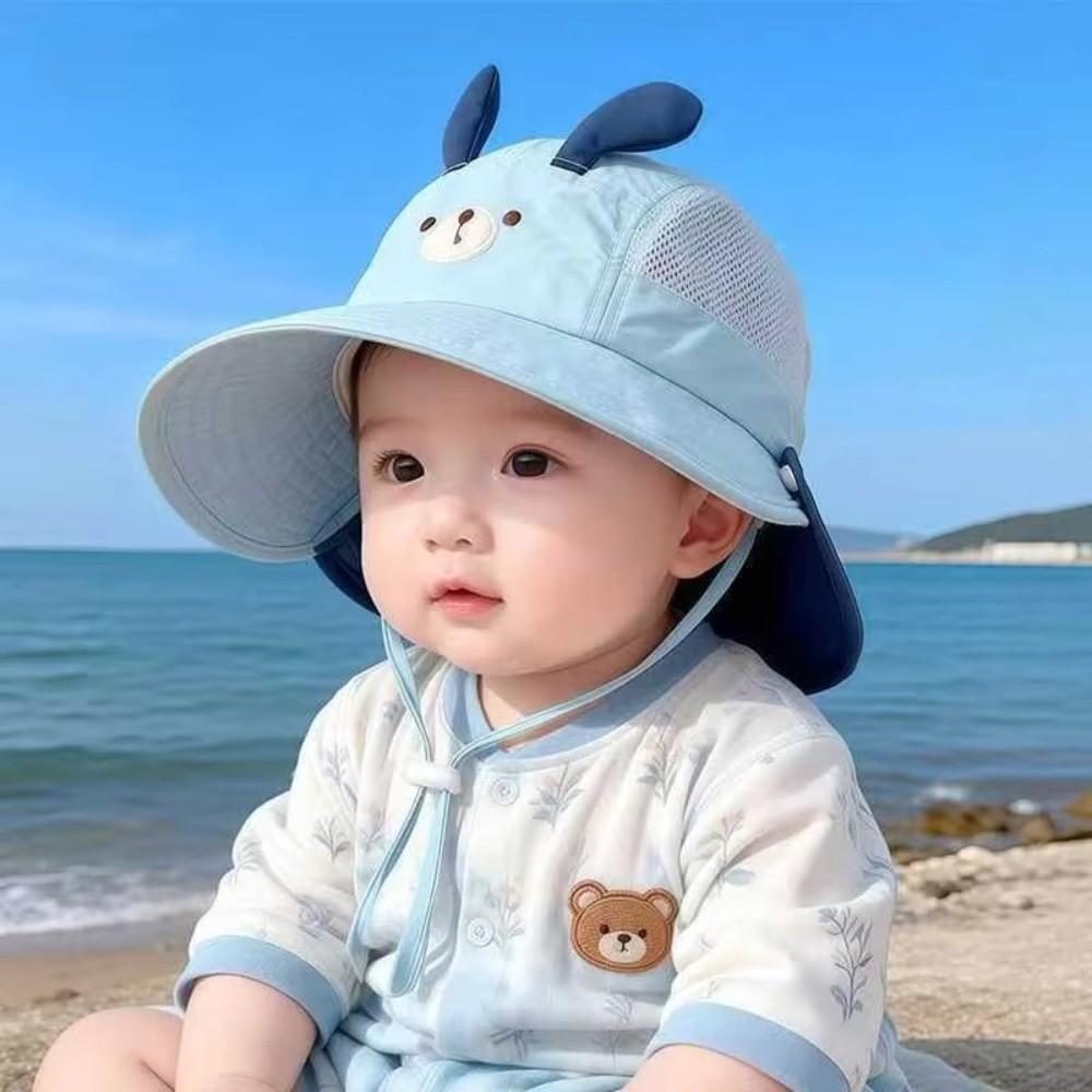 Cute Baby Bucket Hat Breathable Mesh Kids UV Protection Cap Soft Children Sun Hat  Camping Trip