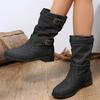 Large Buckle Denim Women's Boots Blue Buckle Fashion Boots Autumn Winter New Square Heel Round Toe Women's Boots Platform Shoes