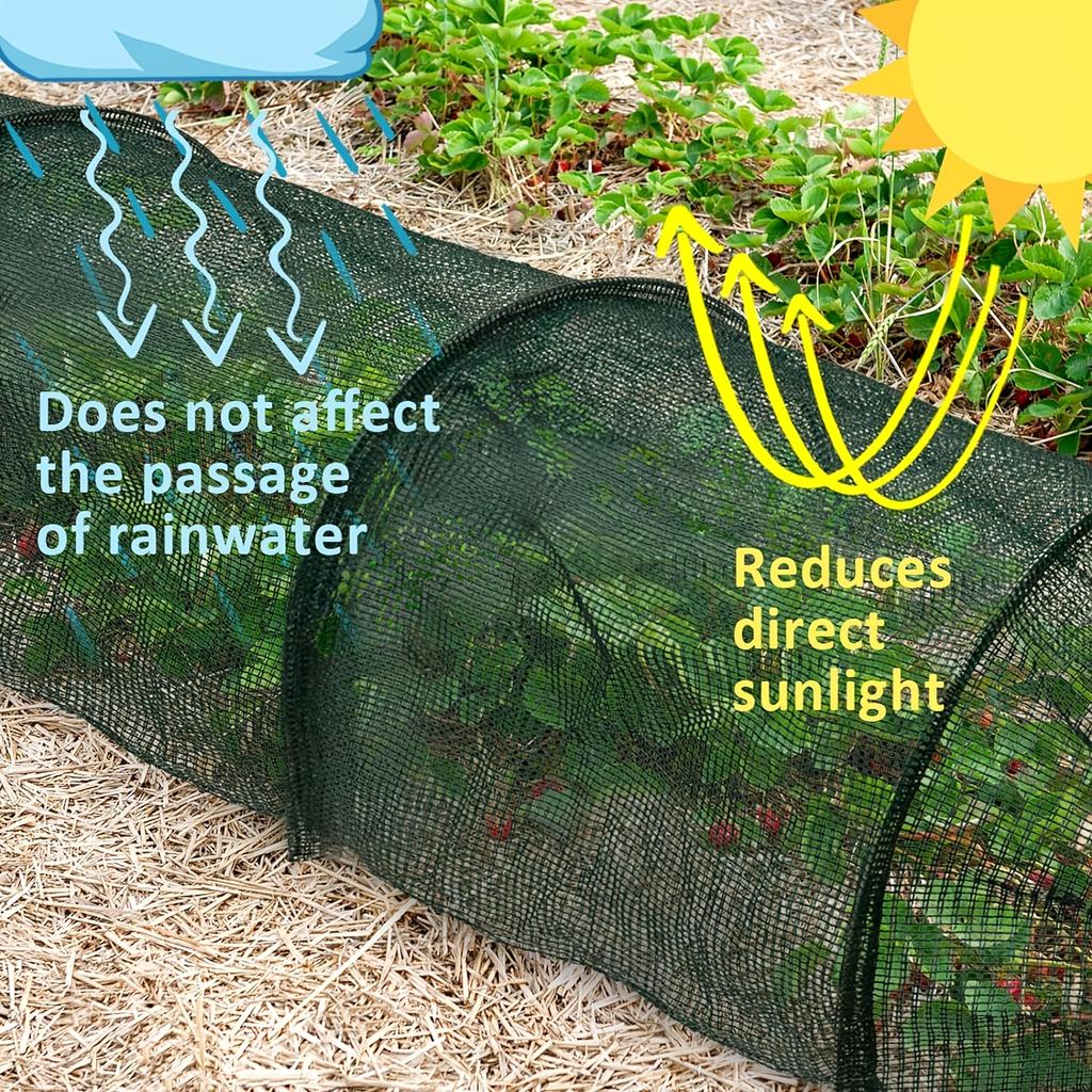 1 Stück zusammenklappbarer schwarzer Netz-Tunnel - UV-Schutz, Vogel- & Insektenschutz für Hinterhof-Bauernhöfe & Gewächshäuser, Langlebige Abdeckung für