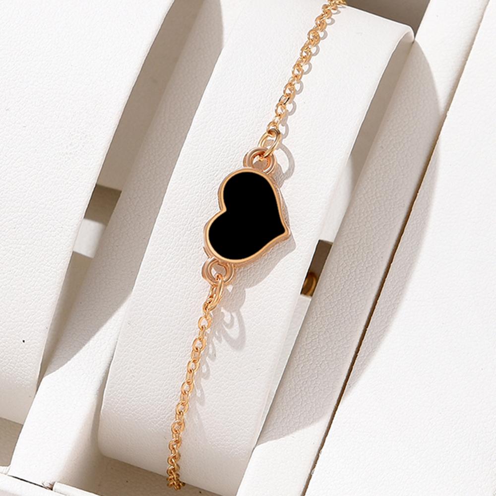 5 Piece Set Women Black Heart Zircon High End Fashion Creativity Suitable Gift Giving Necklaces Bracelets Rings Earrings Set