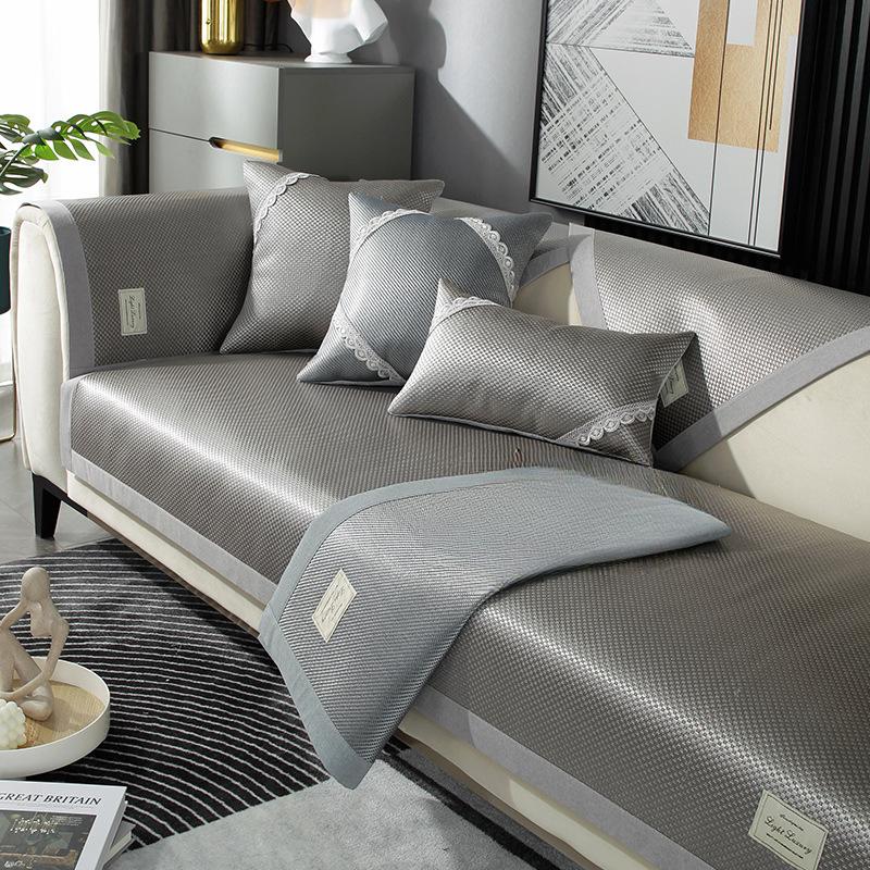 Summer Ice Silk Sofa Cushion Non-Slip Summer Mat Seat Cushion Four Seasons Universal Stain-Resistant Light Luxury Style Universal Sofa Cover