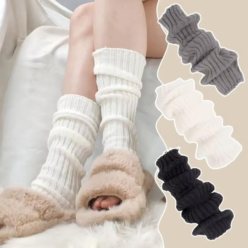 New Autumn Winter Women Leg Warmers Knitted Arm Warmer Japanese Lolita Y2k Solid Long Socks Knee High Socks Kpop Dance Leg Cover