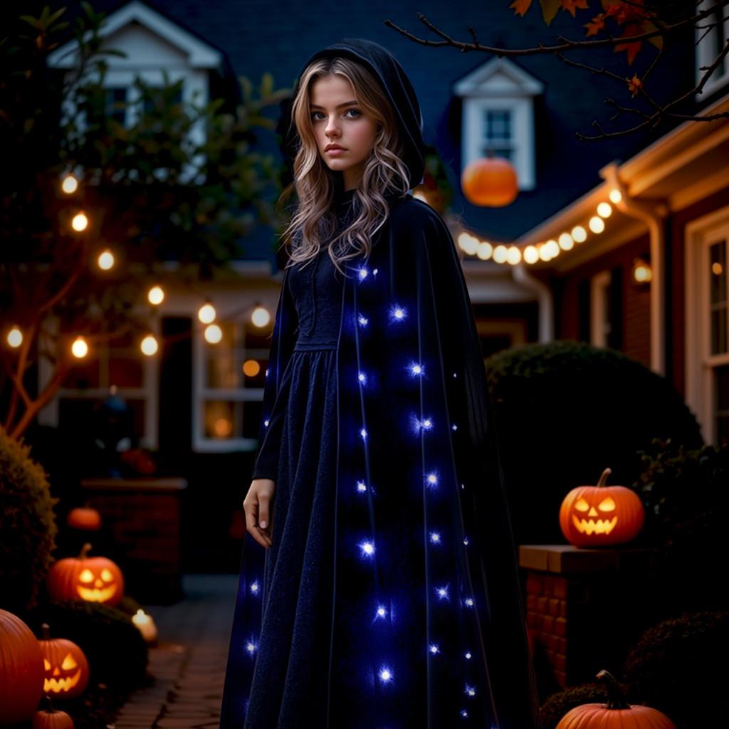 Cosplay Cloak Adult Light Up Features Fleece Fabric Halloween Ghost Dress Demon