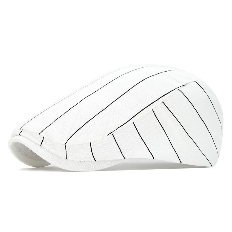 Striped Flat Cap Unisex Ivy Gatsby Newsboy Hat Adjustable Driving Cabbie Cap Casual Summer