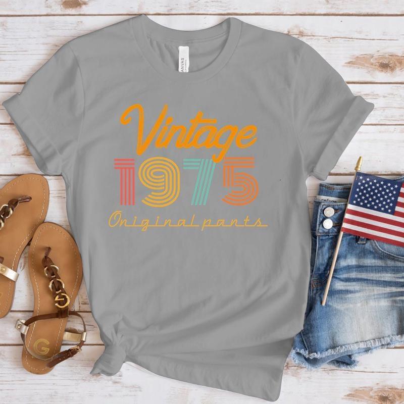 Fashion Vintage 1975 Printed T-Shirts Men Women Summer Casual Short Sleeved T-Shirts Round Neck Tops Vintage 1975 Shirt
