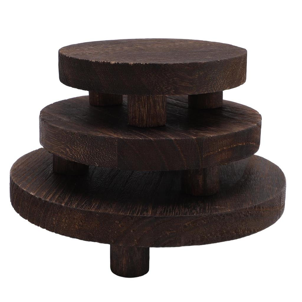 3 Stück Holz Pflanzenständer Blumentopfhalter Aromatherapie Kerzenständer Modernes Rundes Holz Podest für Bad
