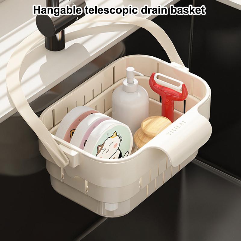 New Hanging Telescopic Drain Basket Thickened Kitchen Household Fruit Washing Rice Washing Basket Water Filter Rack